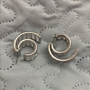 Swarovski Elegant Silver crystal studded Hoop Earrings